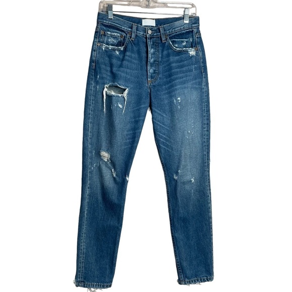 Boyish by HER Billy High Rise Jeans in Mame Wash Distressed Button Fly 28 - Picture 1 of 14